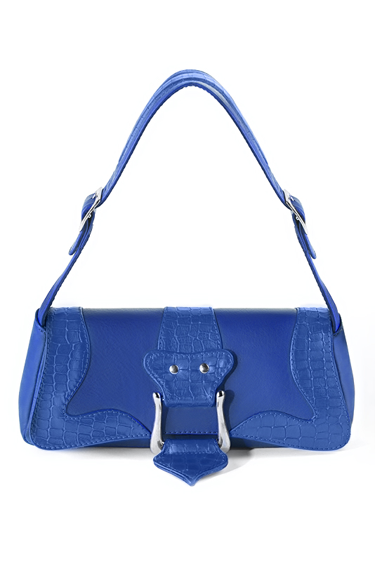 Electric blue women's dress handbag, matching pumps and belts. Top view - Florence KOOIJMAN